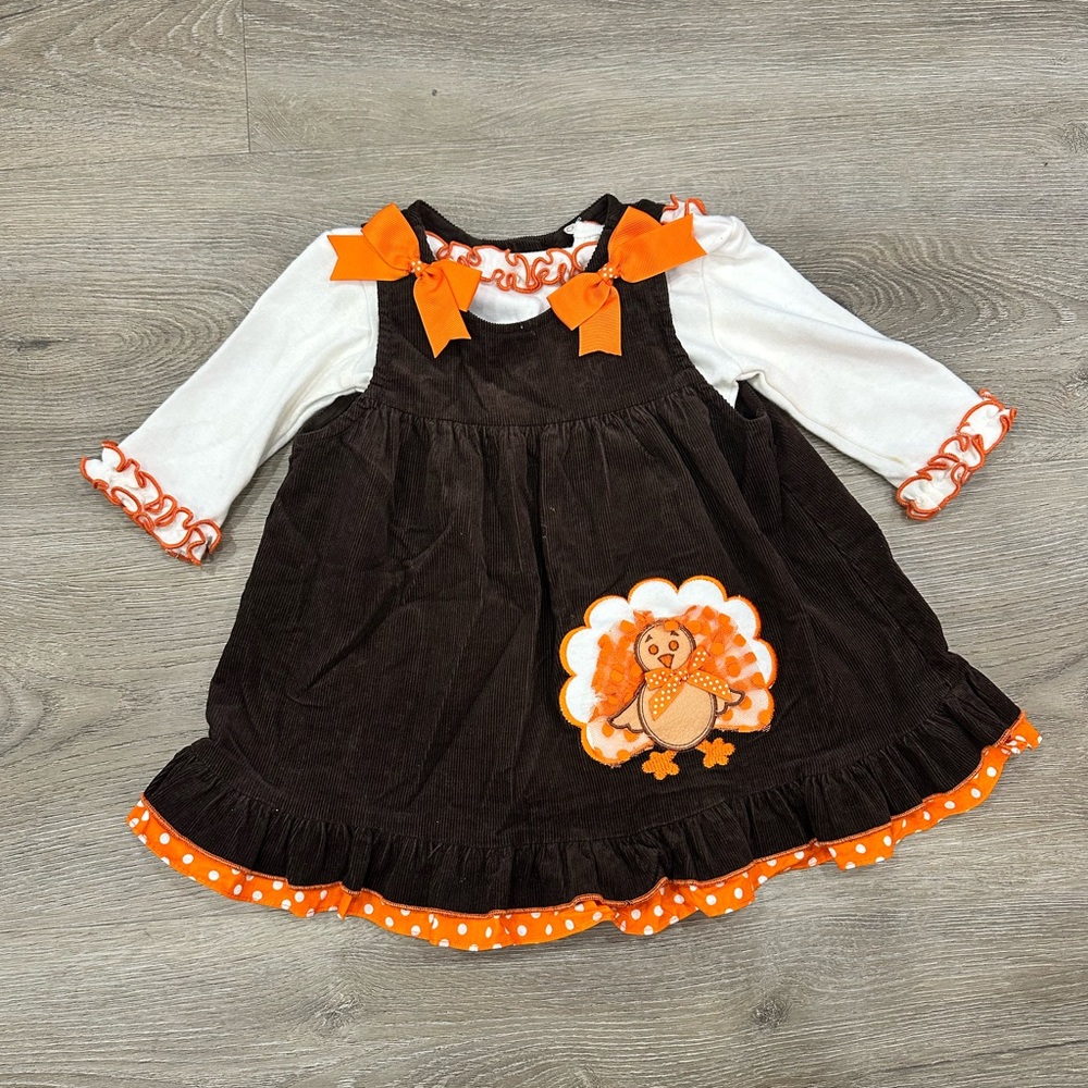 Rare Editions Brown and Orange Turkey Dress